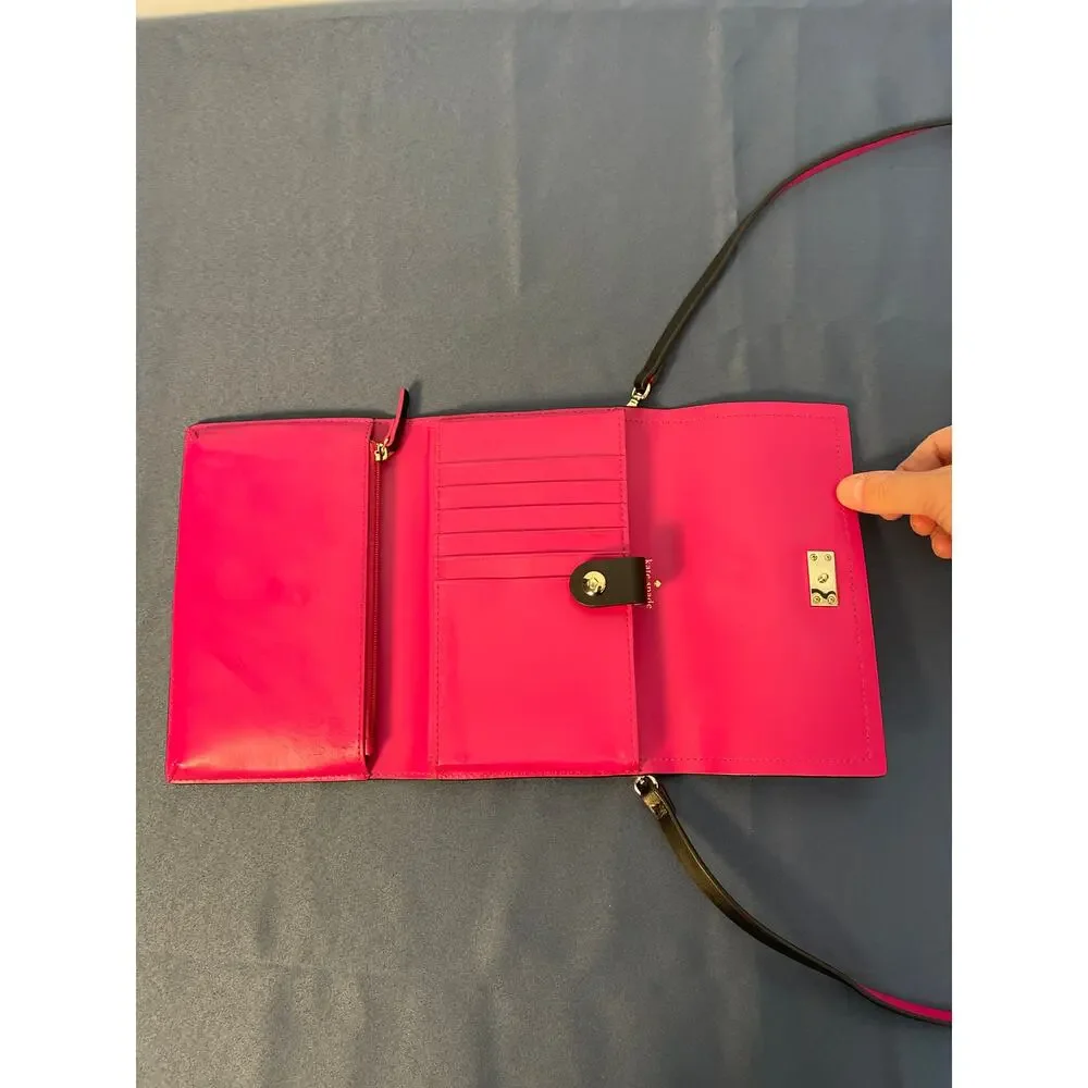 Kate Spade‎ Black Pink Wallet/Clutch/Crossbody Removable Strap Pre-owned